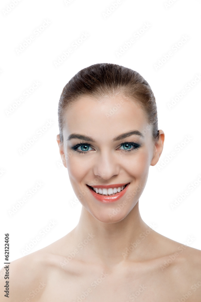 Front portrait of a smiling woman with beauty face Front portrait of a smiling woman with beauty face