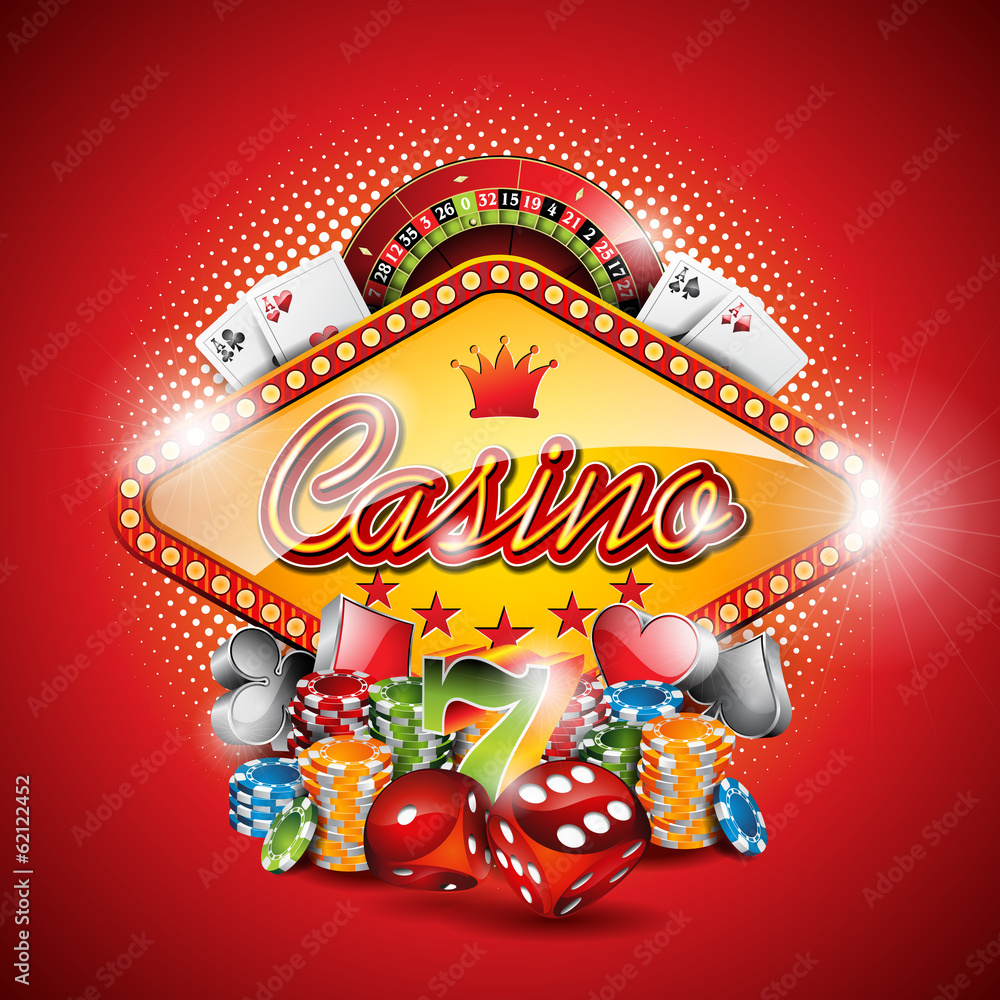 Fototapeta premium Vector illustration on a casino theme with gambling elements