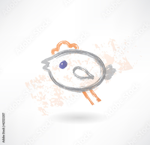 Brush icon with a little flying hen.