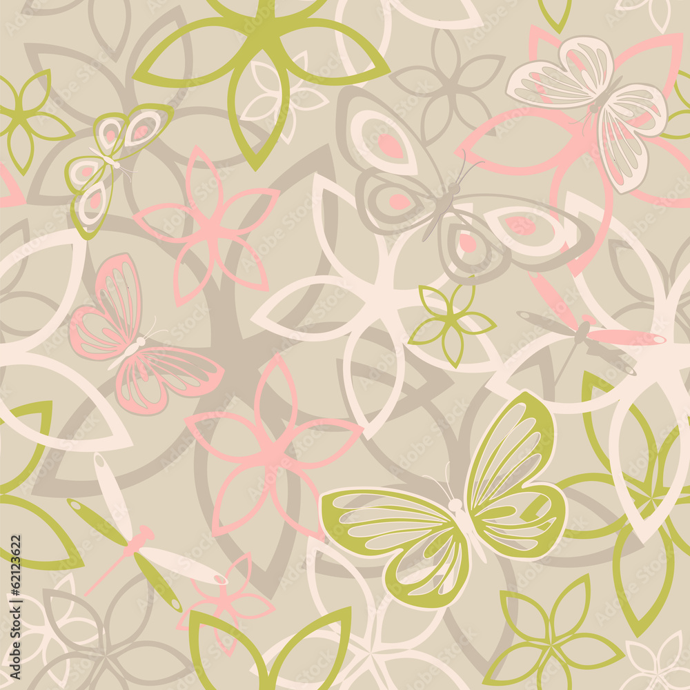Floral butterfly abstract background, seamless Floral butterfly abstract background, seamless