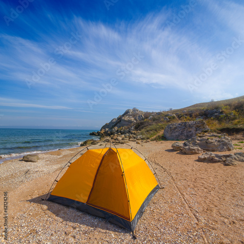 touristic tent on a sea coast