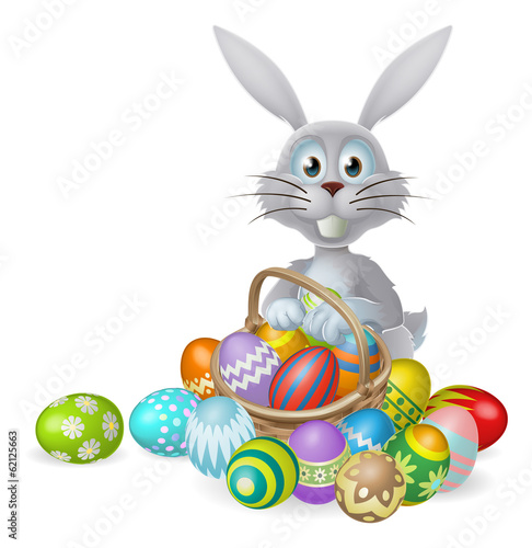 Easter bunny and chocolate egg basket