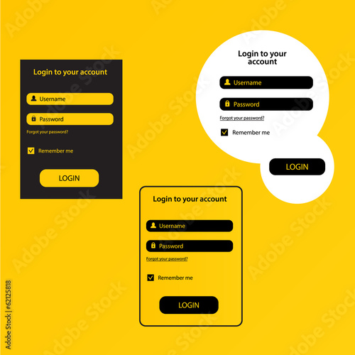 Set of web login forms