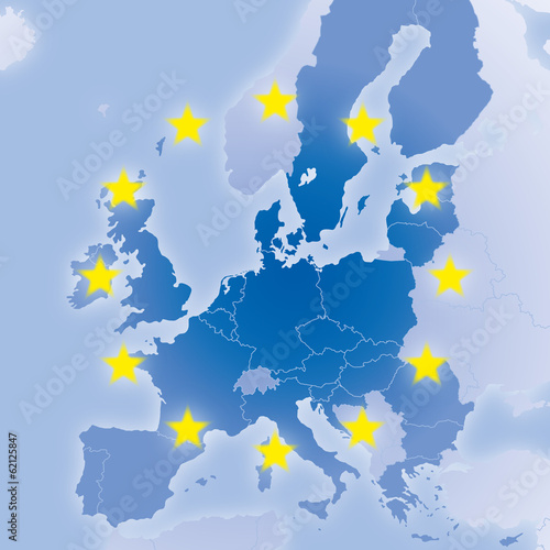 Europa Karte mit EU-Ländern und Sternen