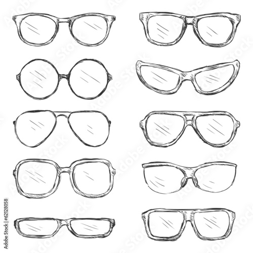 Vector Set of Sketch Eyeglass Frames