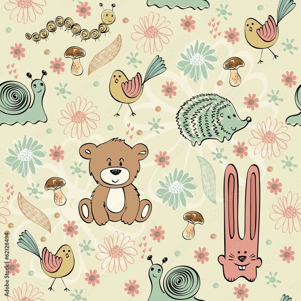 Fototapeta premium Cute hand draw seamless pattern for kids.