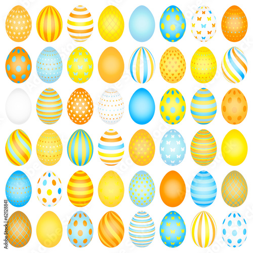 48 Slim Easter Eggs Pattern Blue/Yellow/Orange