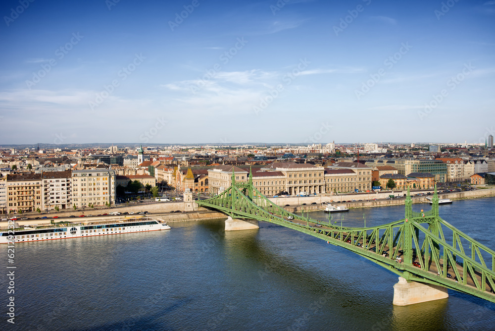 Liberty Bridge and Budapest Cityscape