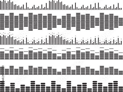 Set of black music equalizer illustrated on white