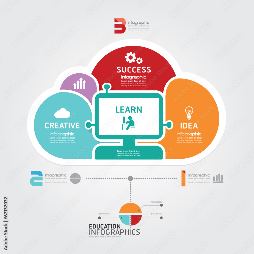 infographic Template with Cloud jigsaw banner . concept vector i infographic Template with Cloud jigsaw banner . concept vector i