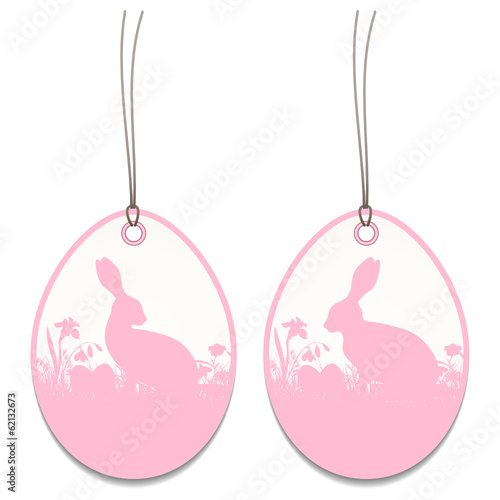 2 Hangtags Easter Bunny Meadow Rose