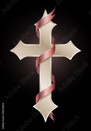 Easter Cross with Red Ribbon