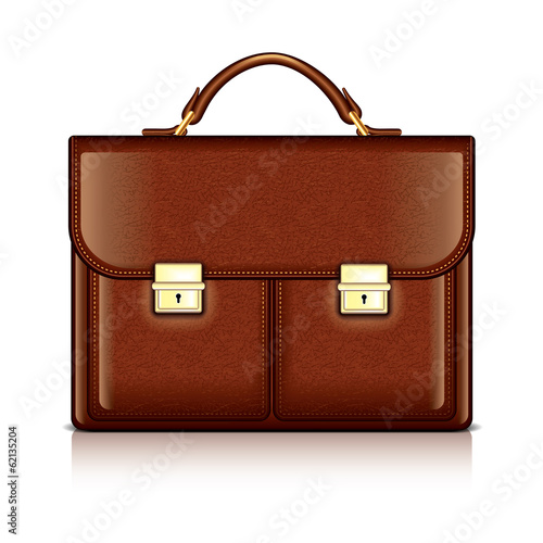 Brown leather briefcase vector illustration