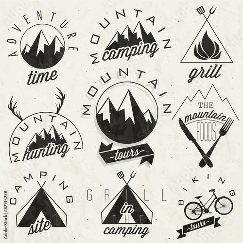 Retro vintage style symbols for Mountain Expedition