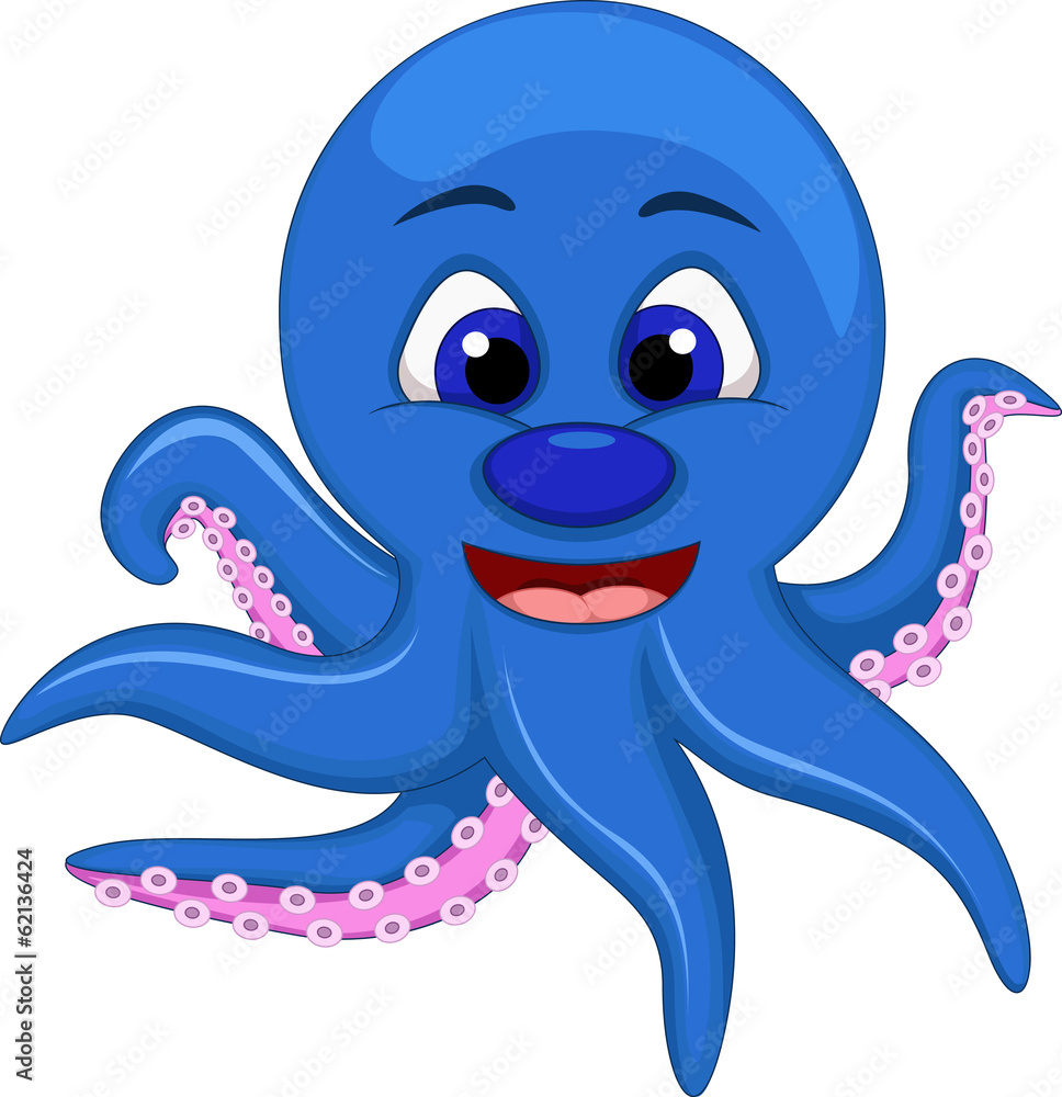 Obraz premium cute blue octopus cartoon