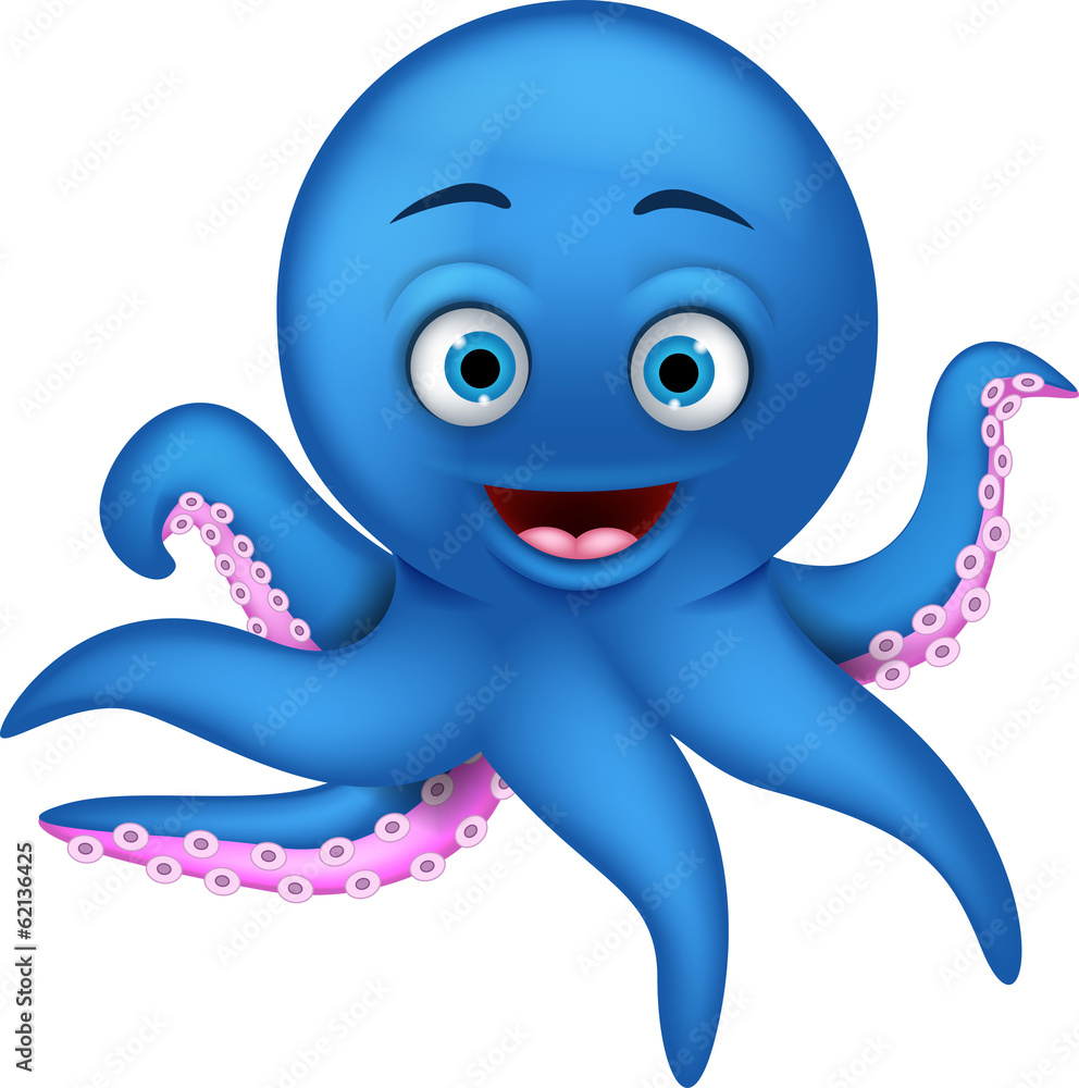 cute blue octopus cartoon Stock Vector | Adobe Stock