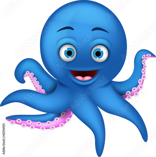 cute blue octopus cartoon