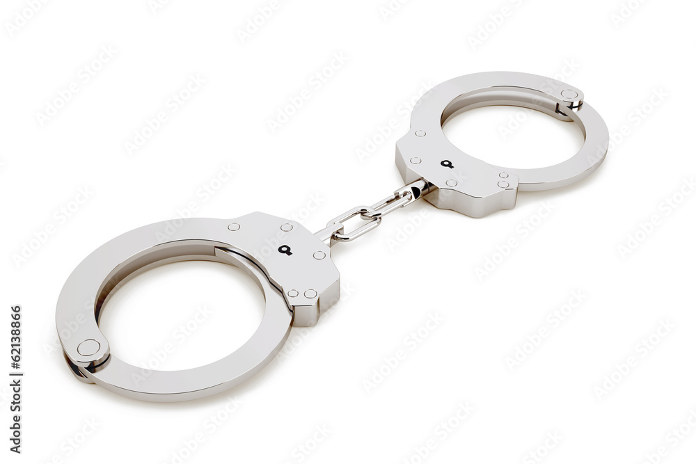 3D handcuffs isolated in white 3D handcuffs isolated in white