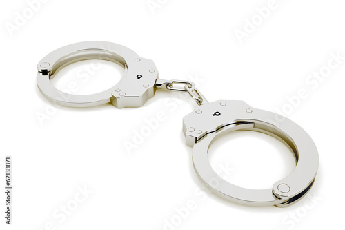 3D handcuffs isolated in white