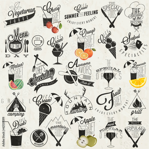Retro vintage style restaurant menu designs
