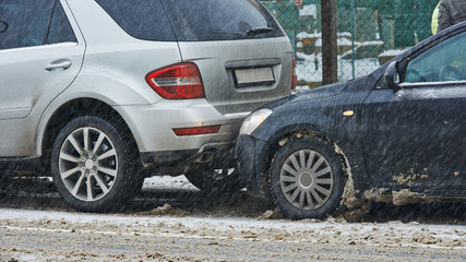 car crash collision in winter