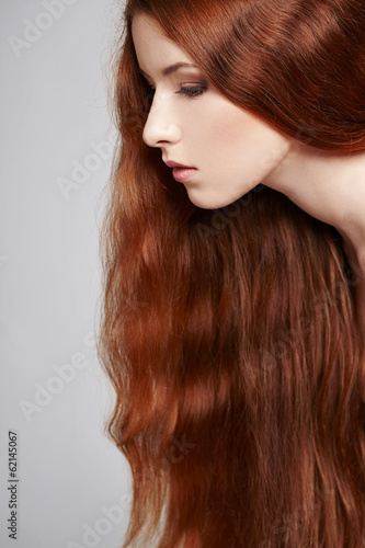 Closeup of beautiful red headed woman