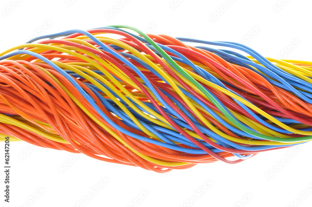 Bunch of cables isolated on white background Bunch of cables isolated on white background