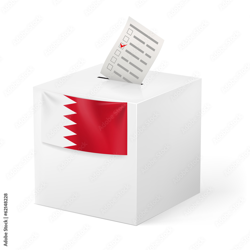 Ballot box with voting paper. Bahrain Ballot box with voting paper. Bahrain