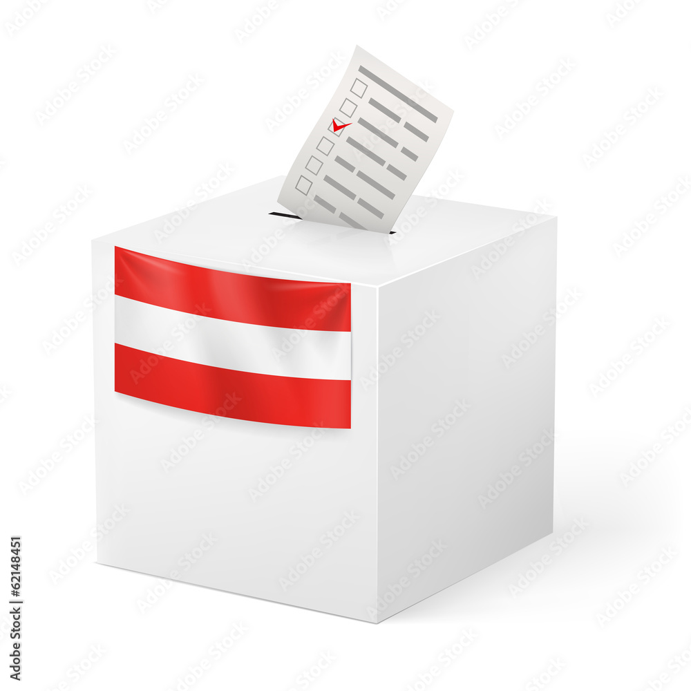 Ballot box with voting paper. Austria Ballot box with voting paper. Austria