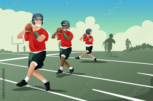 Kids in American football practice