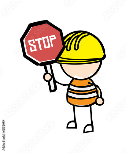 Workman with Stop Sign