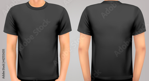 A male body with a black shirt on. Vector.