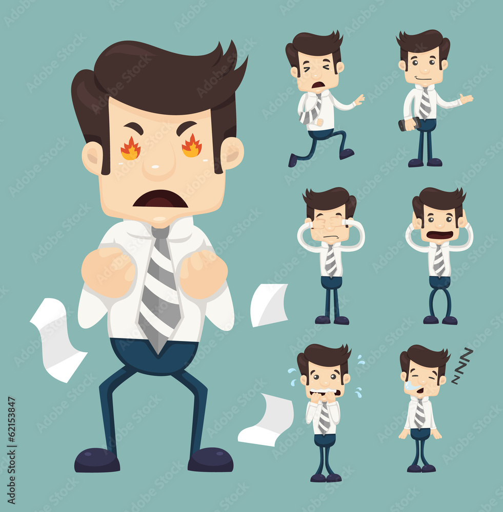 Set of businessman characters poses Set of businessman characters poses