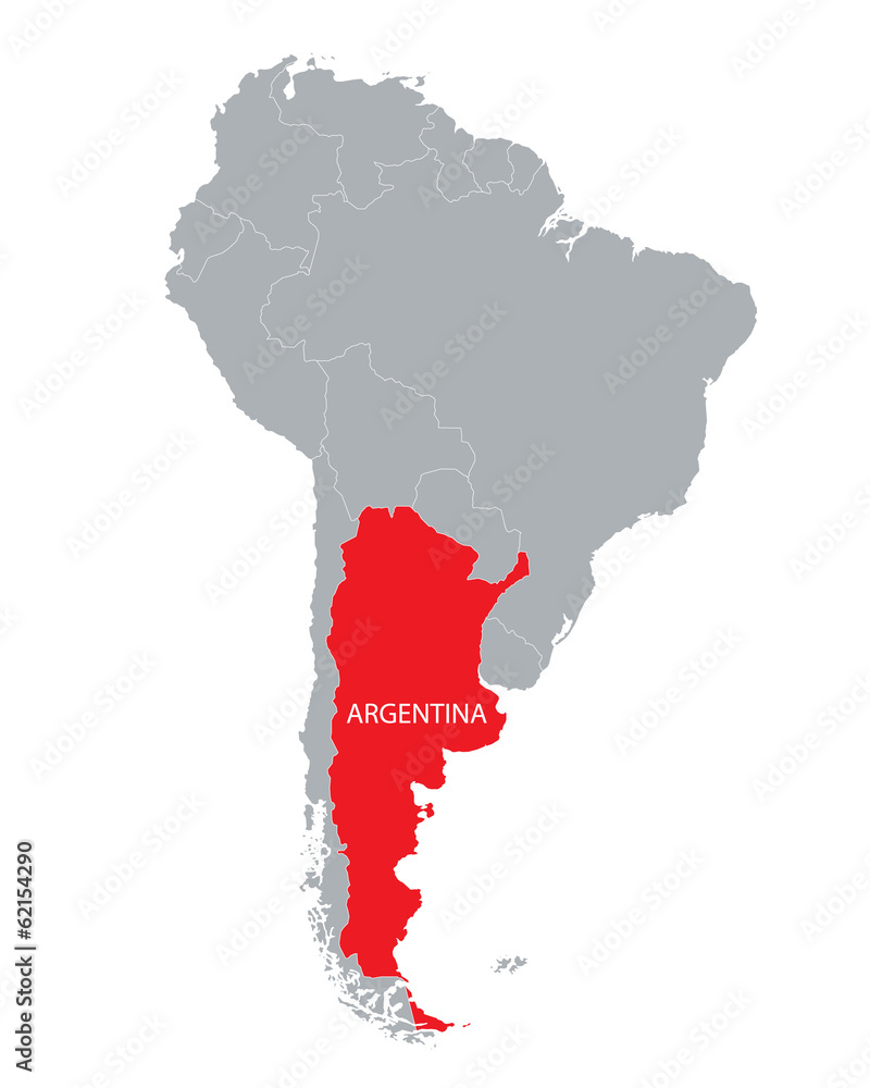 map of South America with indication of Agrentina