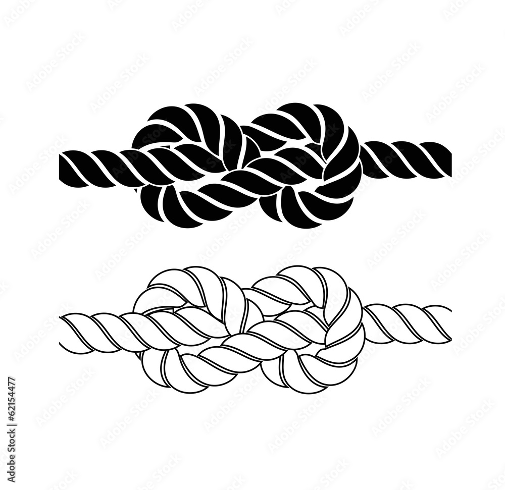 rope knot on a white background - obrazy, fototapety, plakaty 