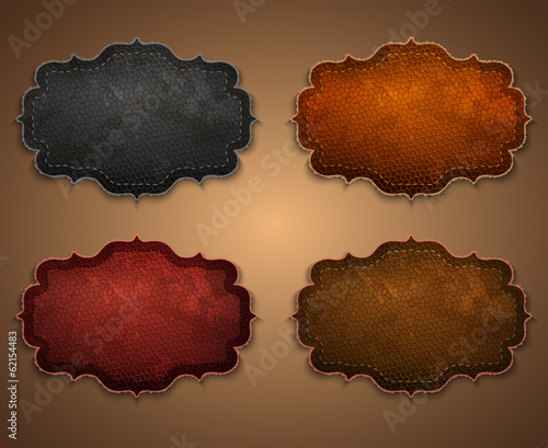 Set of colored leather labels