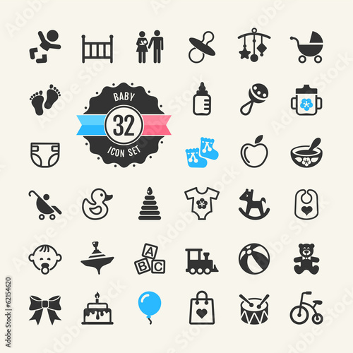 Web icon set. Baby, toys and care