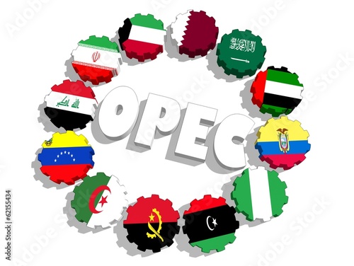 opec countries flags on gears photo