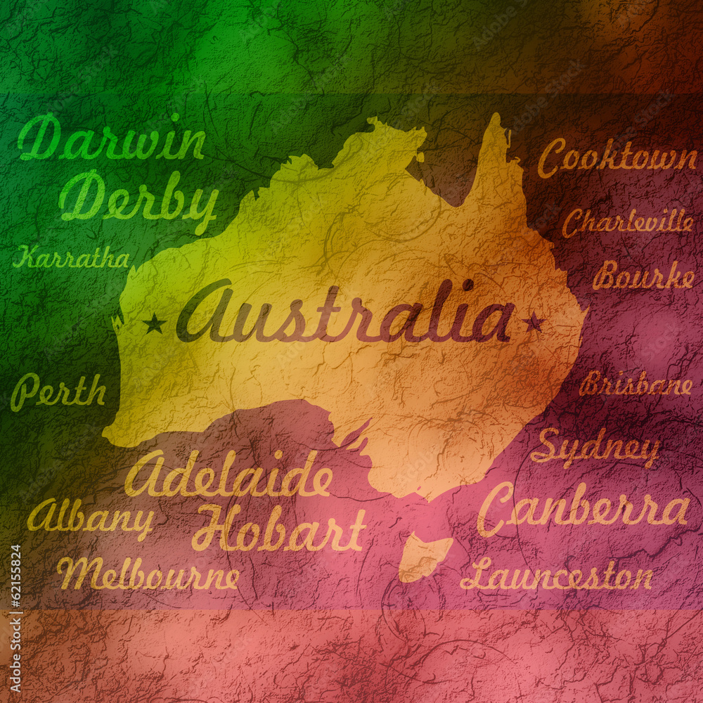 australia map silhouette with cities names Stock Illustration | Adobe Stock