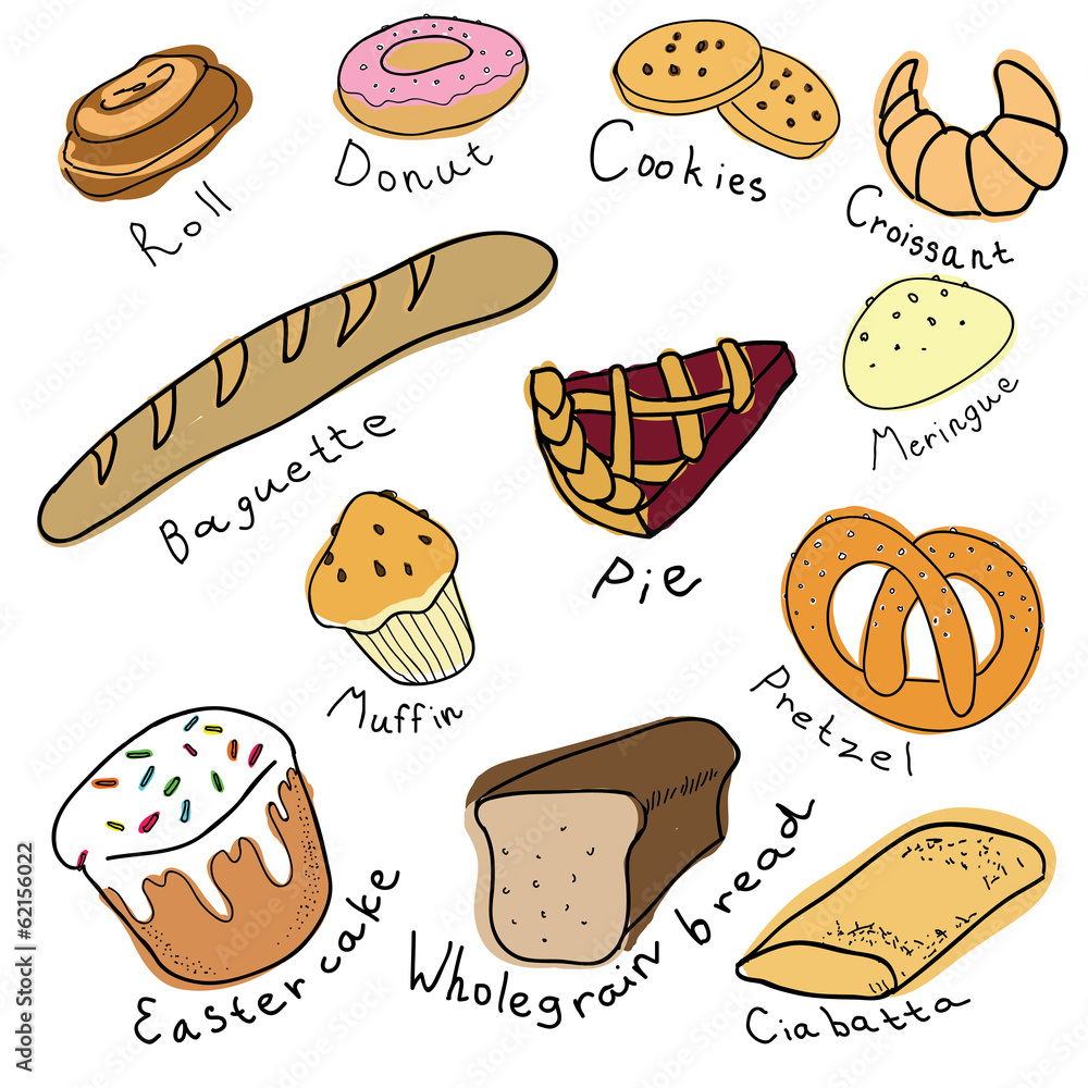 Assortment of different types of bread Stock Vector Adobe Stock