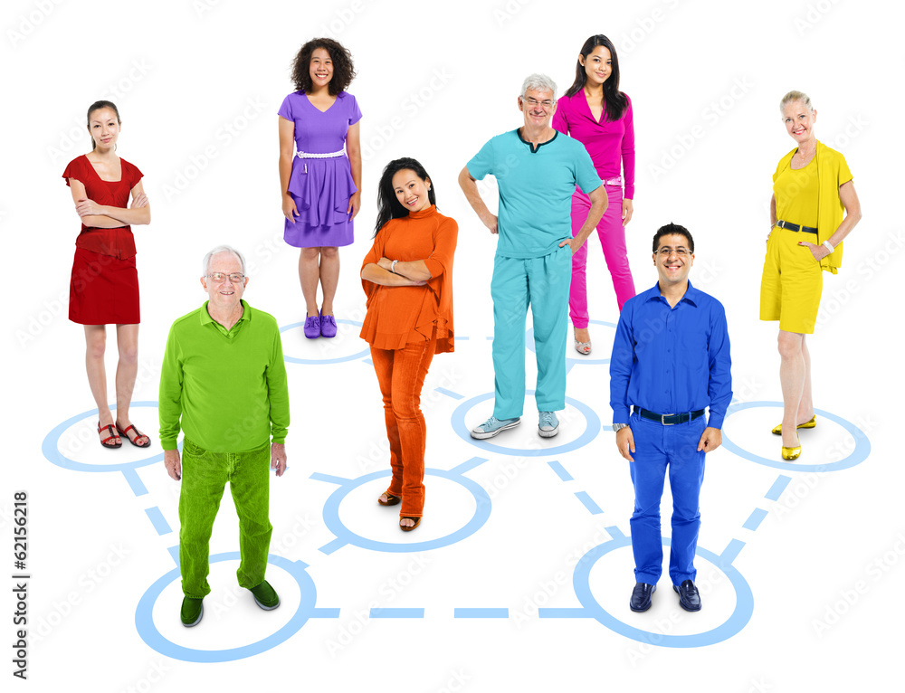 Obraz premium Group of Multiethnic Colorful World People that are Connected