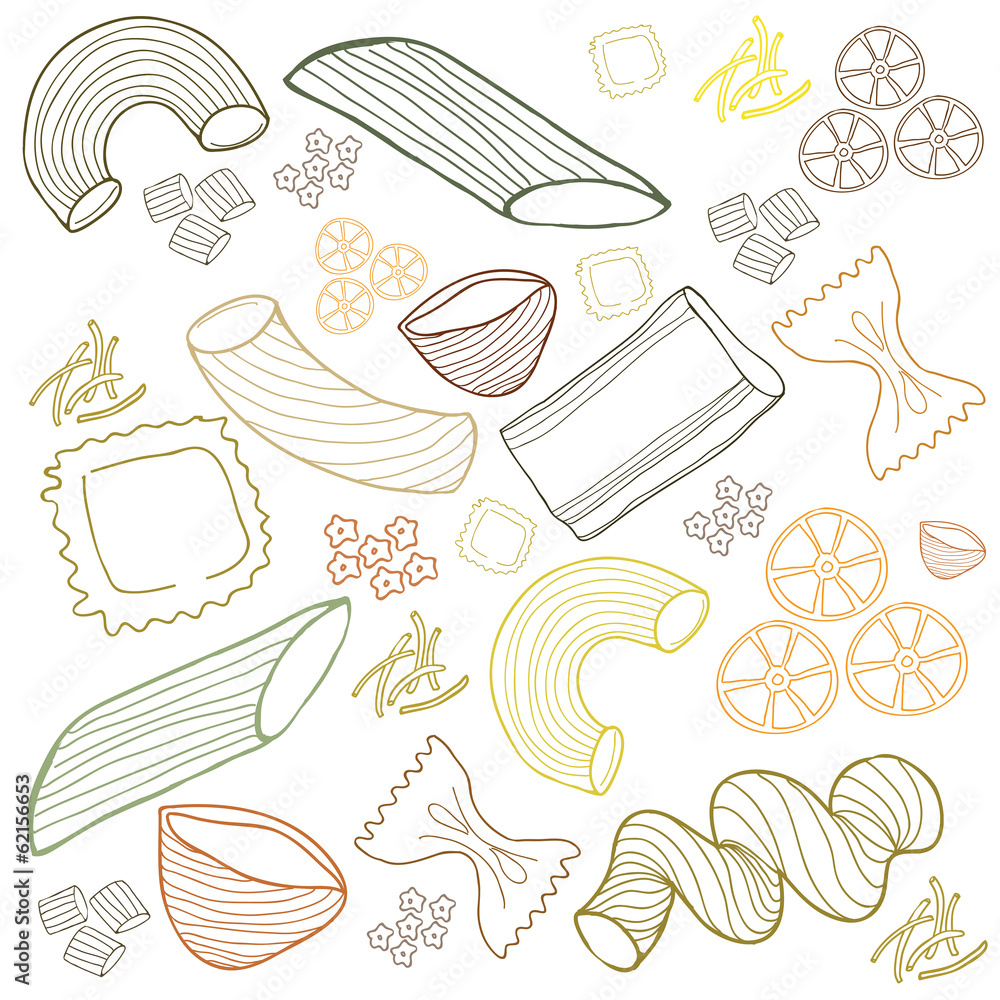 Pasta collection drawings vector set