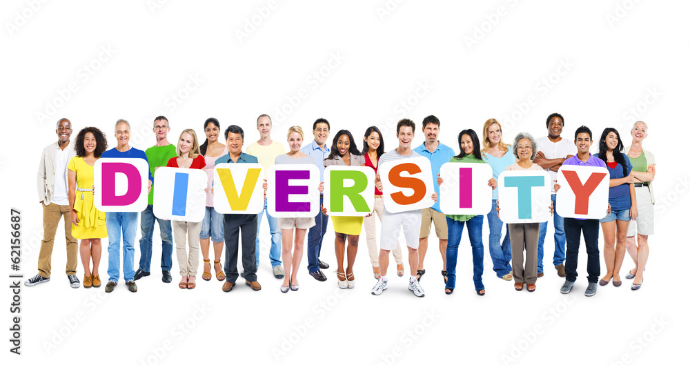 Large Group of World People Holding Word Diversity