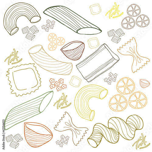 Pasta collection drawings vector set
