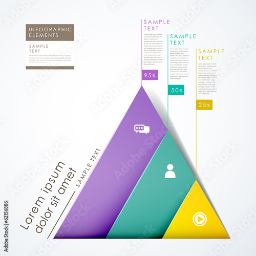 3d paper abstract pyramid infographics