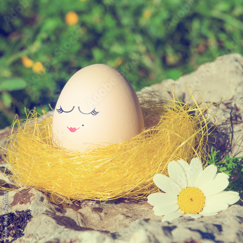 Retro style Easter egg with mustache