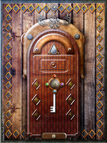 Gothic door with a mysterious key