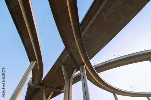 Elevated expressway. The curve of suspension bridge, Thailand.