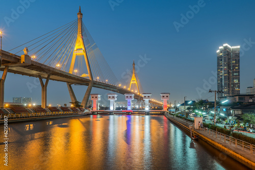 Fototapeta Naklejka Na Ścianę i Meble -  Industrial ring road and floodgate at night , Bangkok, Thailand