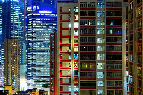 Hong Kong apartment block at night